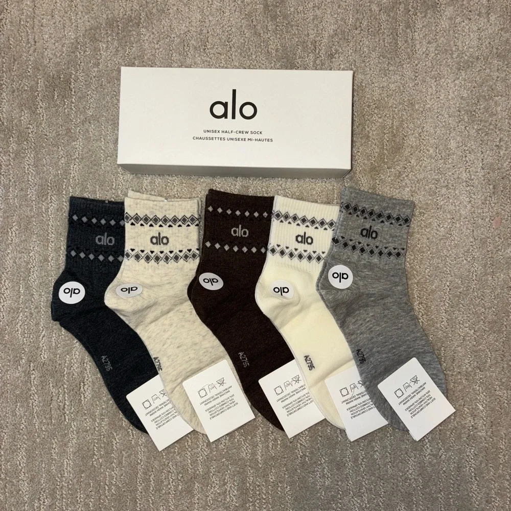 Alo Unisex Half Crew Sock 5 Pack - Picture 1 of 4